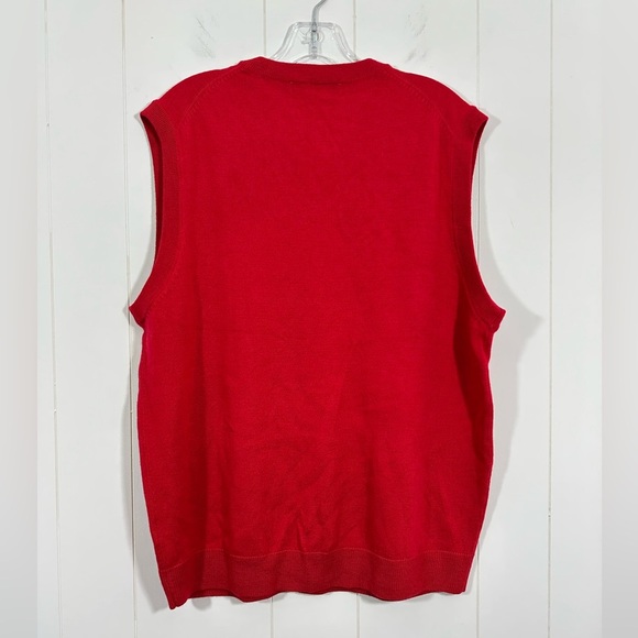 Turnbury Mens Sz Large Sweater Vest 100% Extra Fine Merino Wool Red Knit - Picture 2 of 6